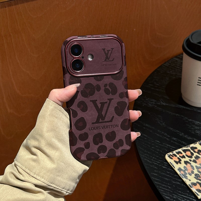 Ylellinen ruskea & violettivärinen nahkainen iPhone-kotelo