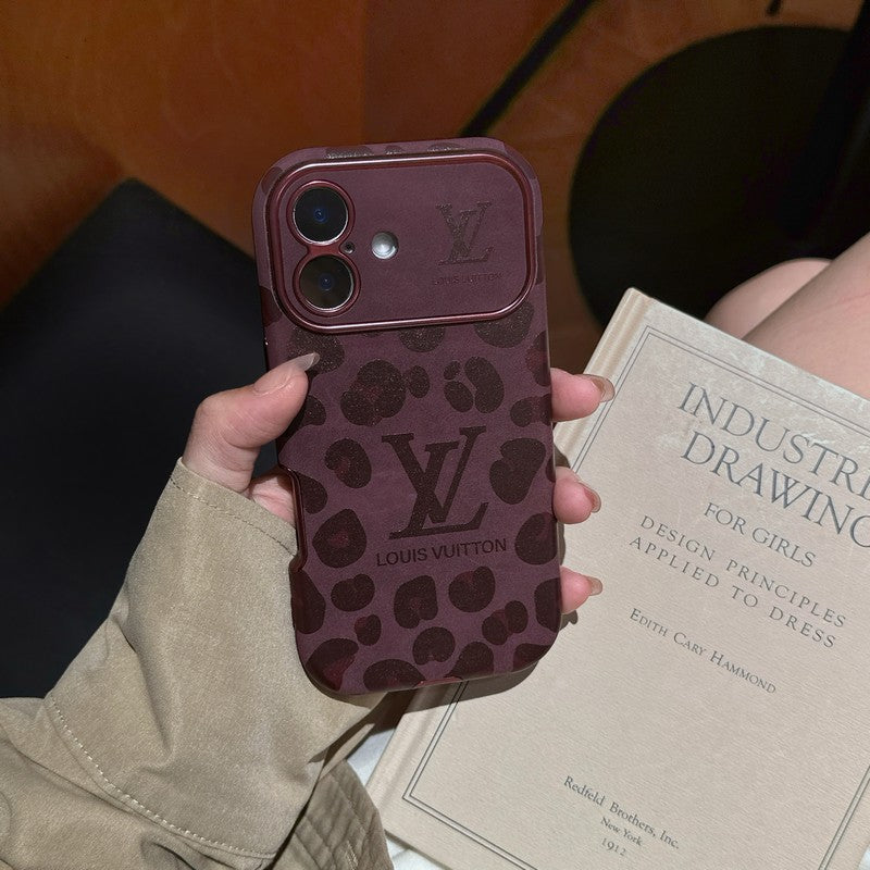 Ylellinen ruskea & violettivärinen nahkainen iPhone-kotelo