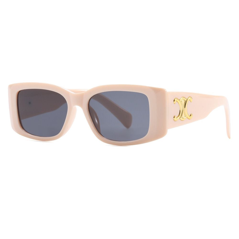 Luxe retro zonnebril met gouden plaquette