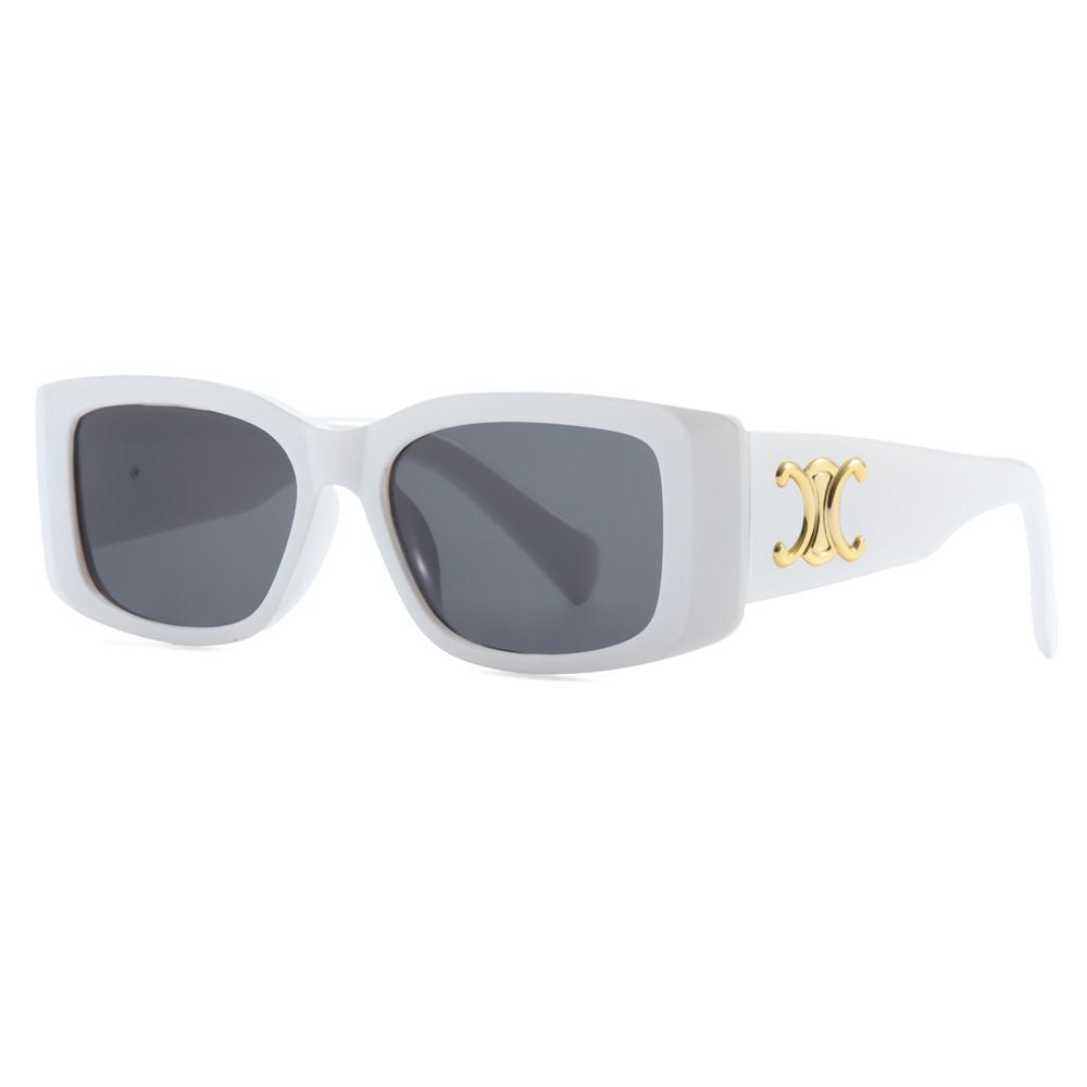 Luxe retro zonnebril met gouden plaquette