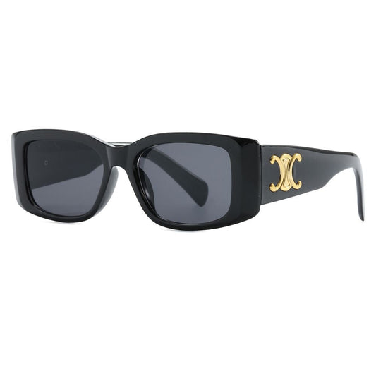 Gafas de sol retro de lujo con placa dorada