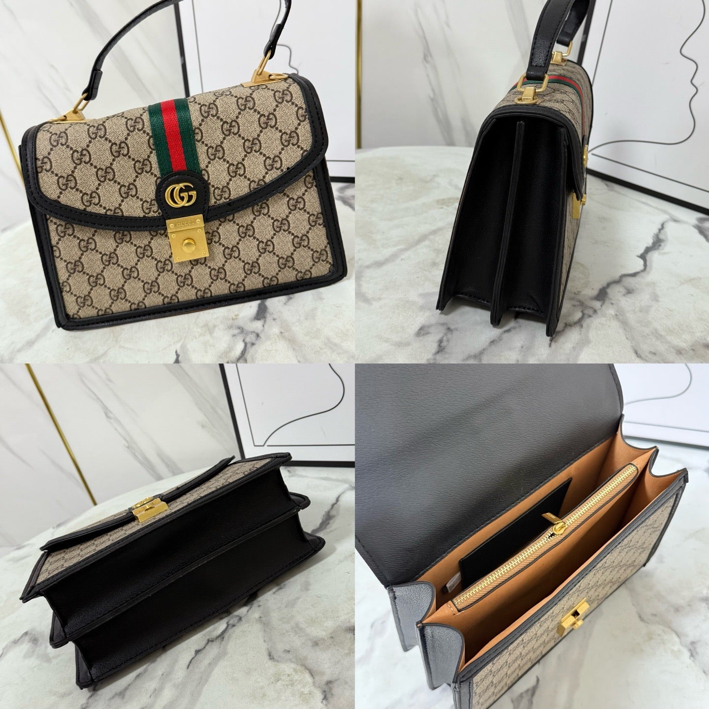 Bolsa luxuosa de couro com monograma