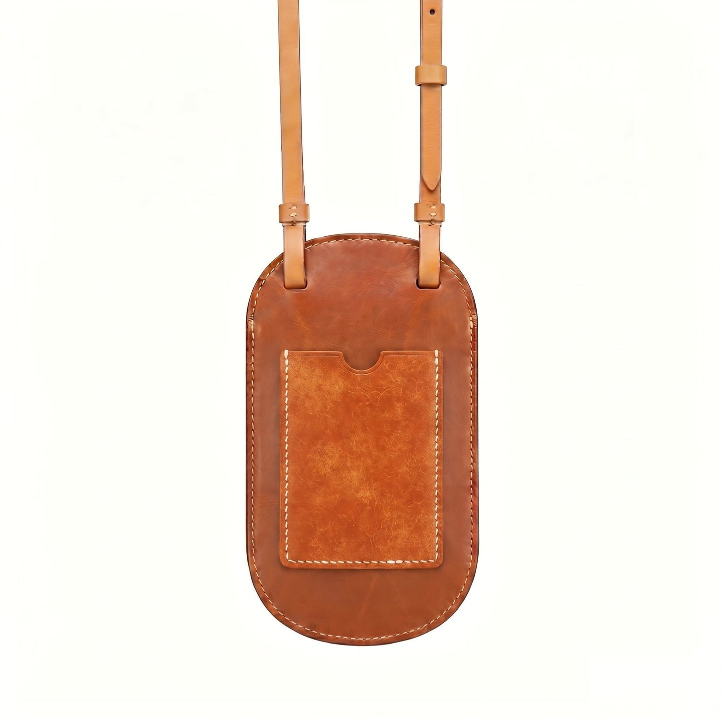 Mála fón leathair lámhdhéanta le strap ghualainn