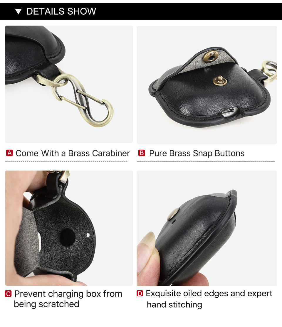 AirPods 4-veske i ekte skinn