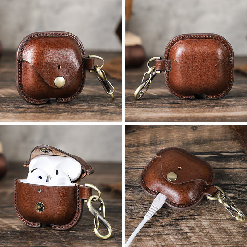 AirPods 4-veske i ekte skinn