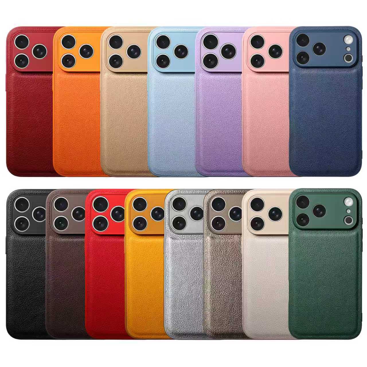 Premium Litchi Skin Pattern Läderfodral för iPhone