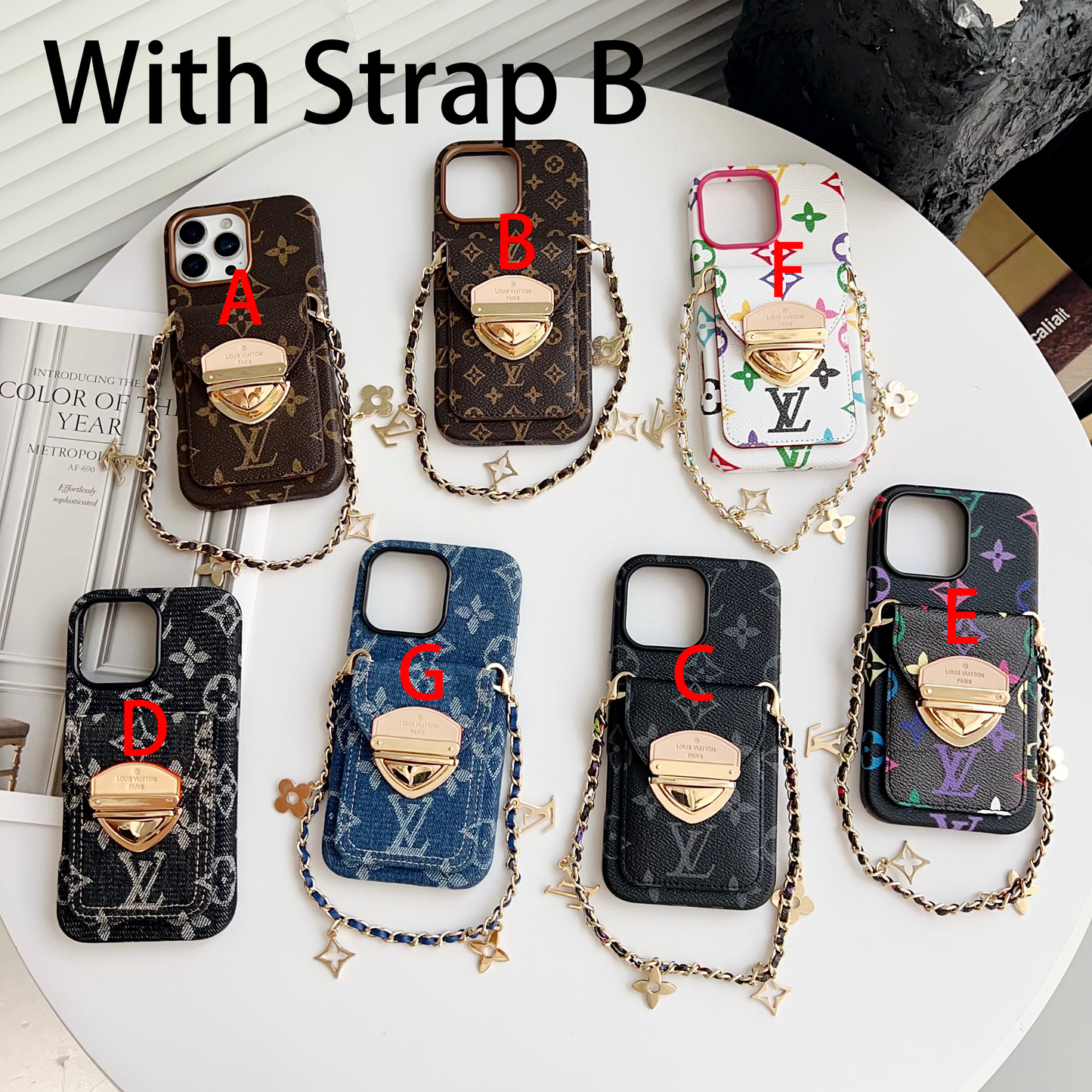 Cás iPhone Só Crossbody le Póca Cárta & Strap Inscortha