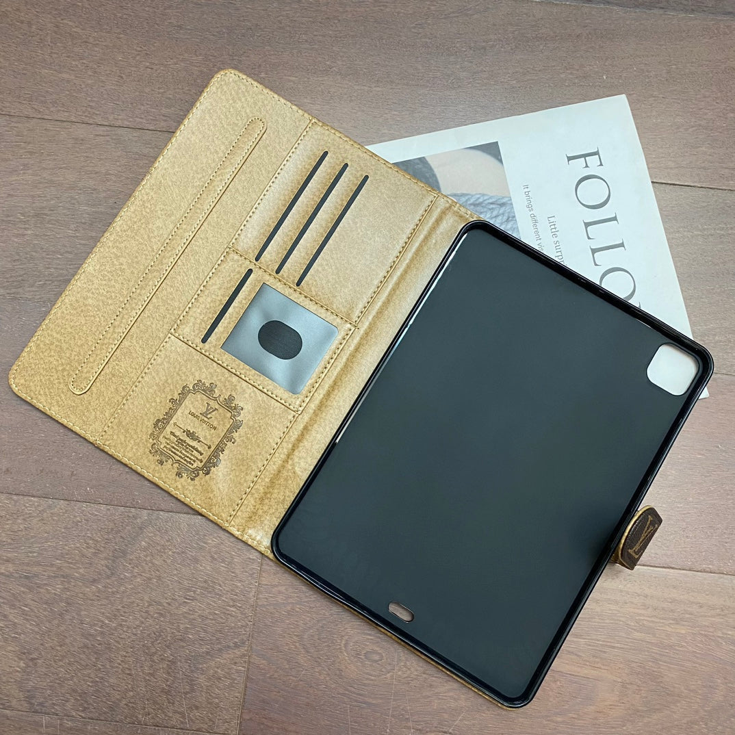 Luksuzna platnena monogram kožna svježa ljetna tematska torbica Apple iPad crna