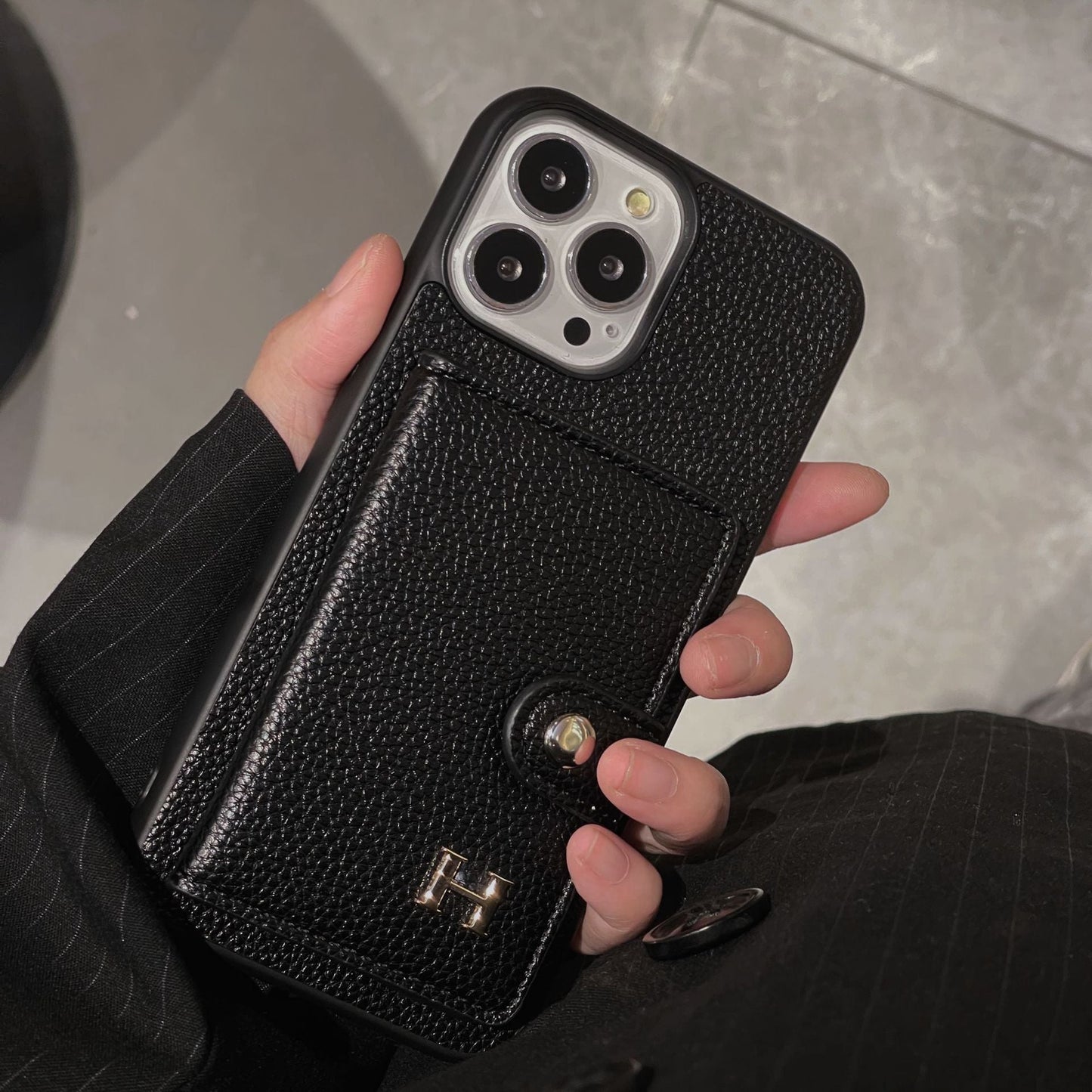 H レザー カードホルダー iPhone ケース