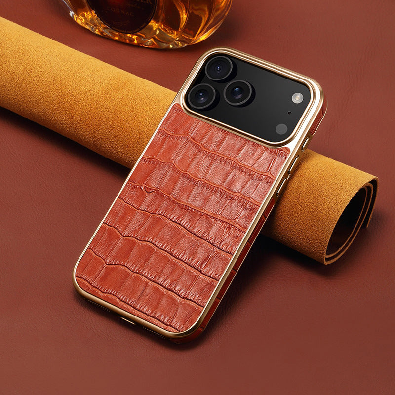 Capa de couro com relevo crocodilo para capa de iPhone