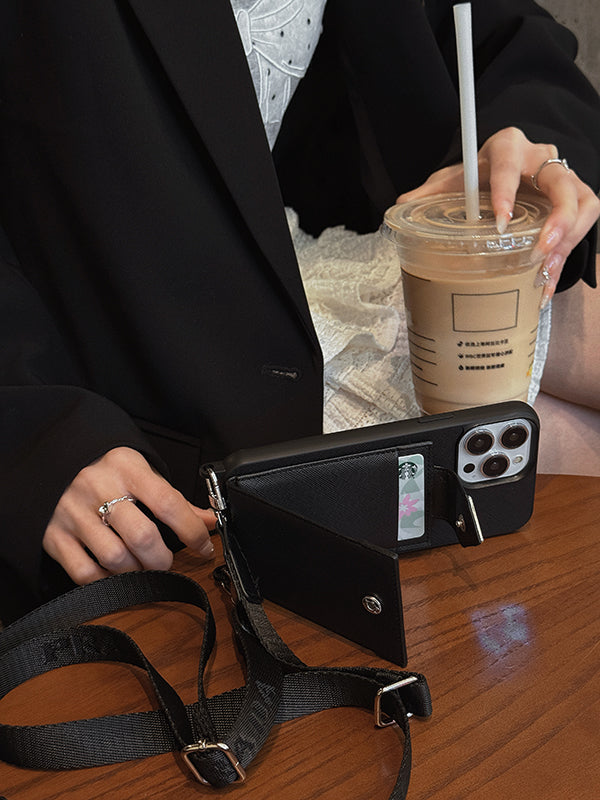 Luksus Crossbody Leather iPhone-deksel