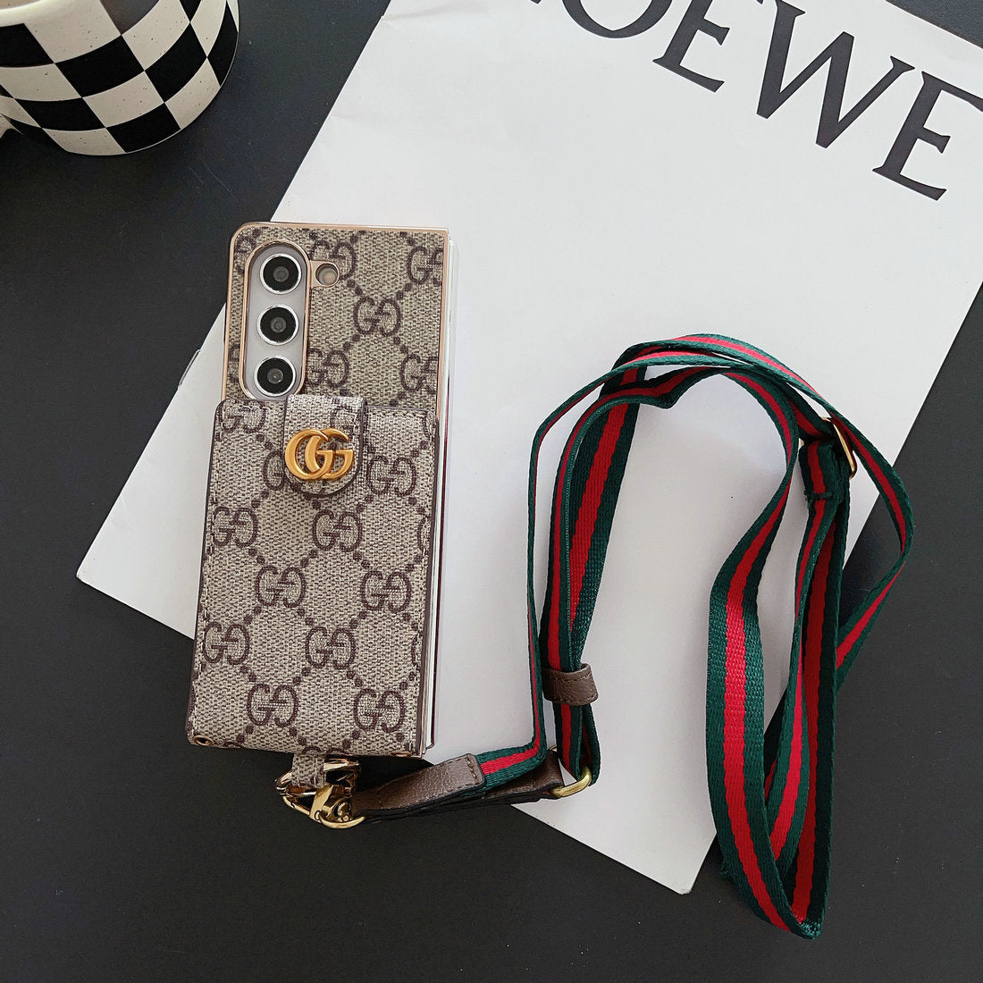 LUKSUS ELEKTROPLATERENDE MONOGRAM KORTHOLDER CROSSBODY SAMSUNG Z FOLD EKSKE