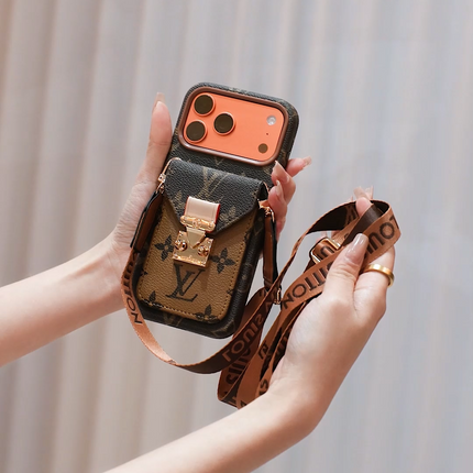 Luxury-Inspired Leather Card Pocket iPhone Case