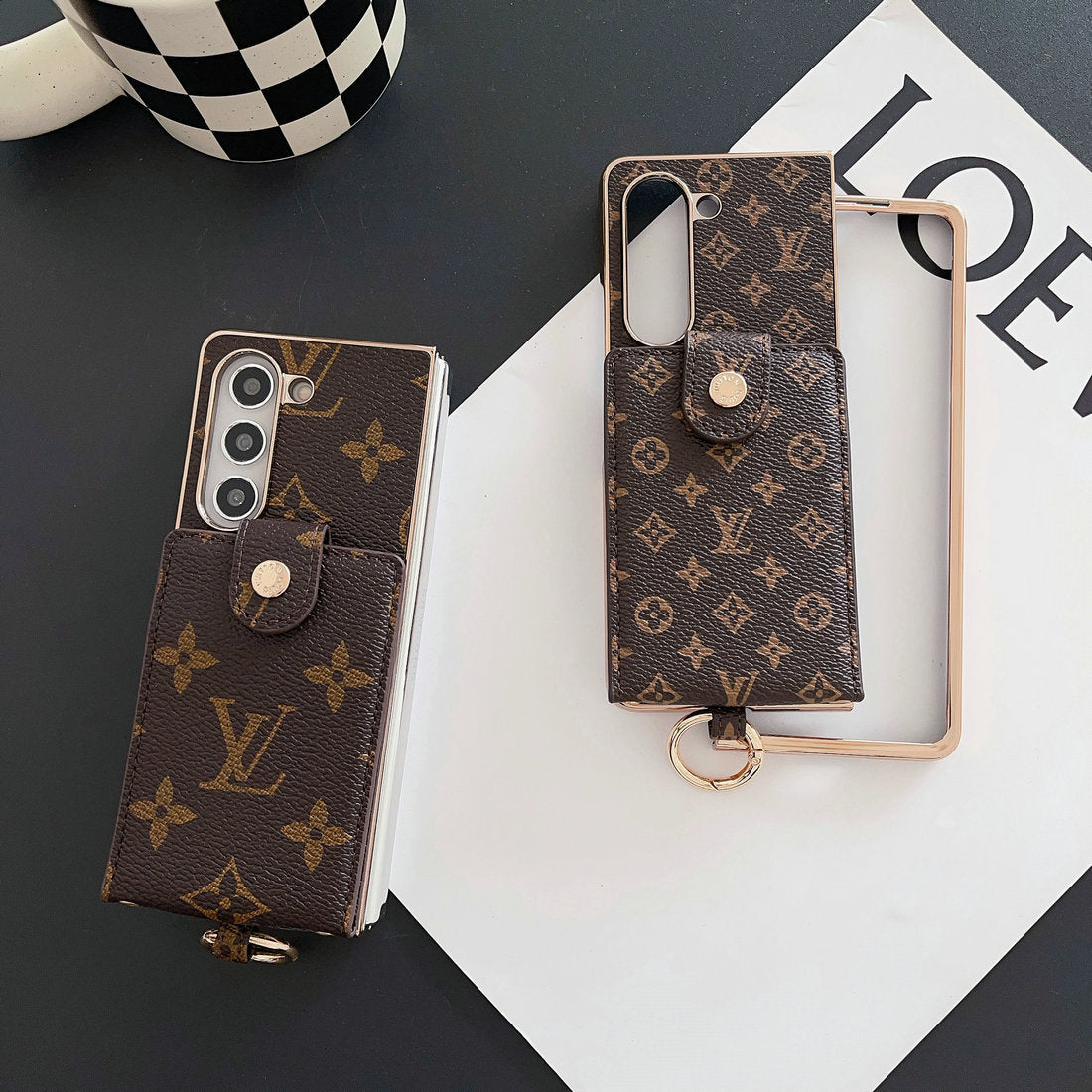 LUKSUS ELEKTROPLATERENDE MONOGRAM KORTHOLDER CROSSBODY SAMSUNG Z FOLD EKSKE