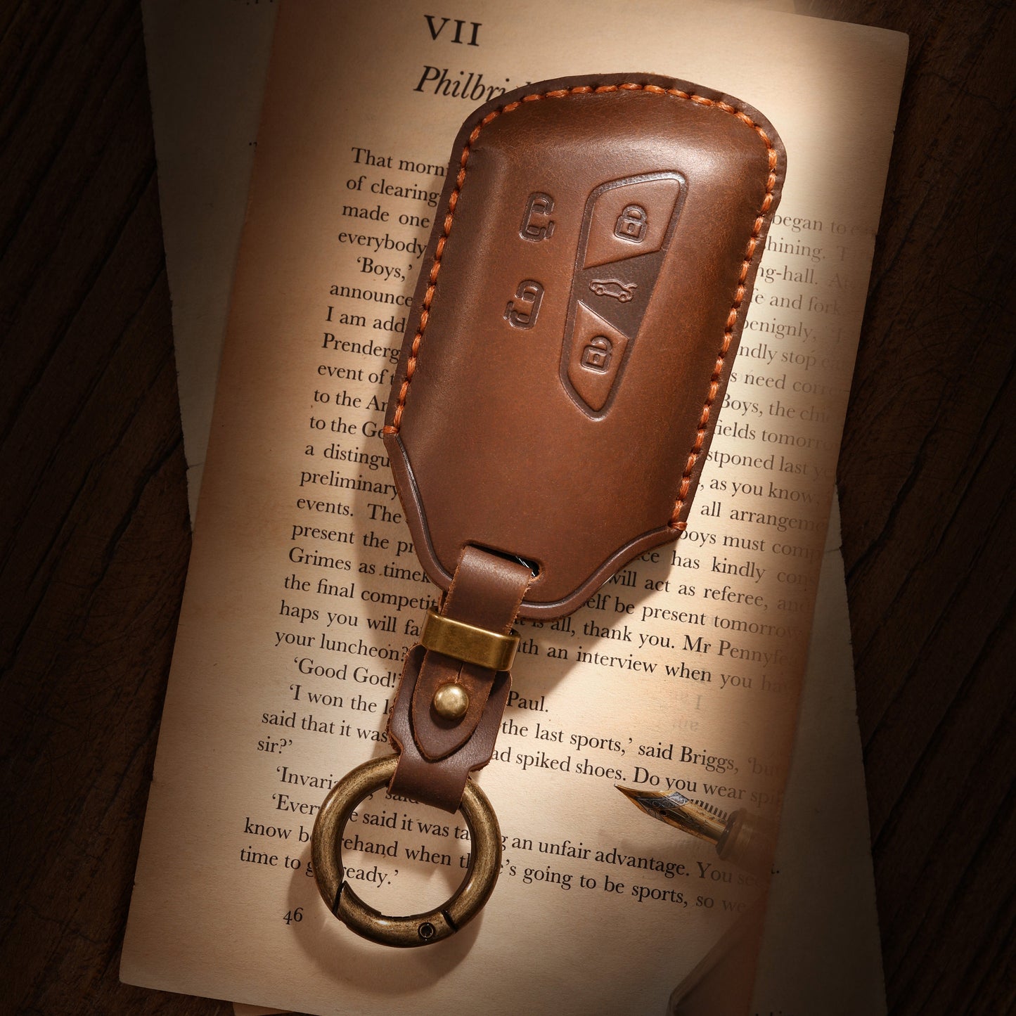 Estuche para llaves Volkswagen de cuero de primera calidad