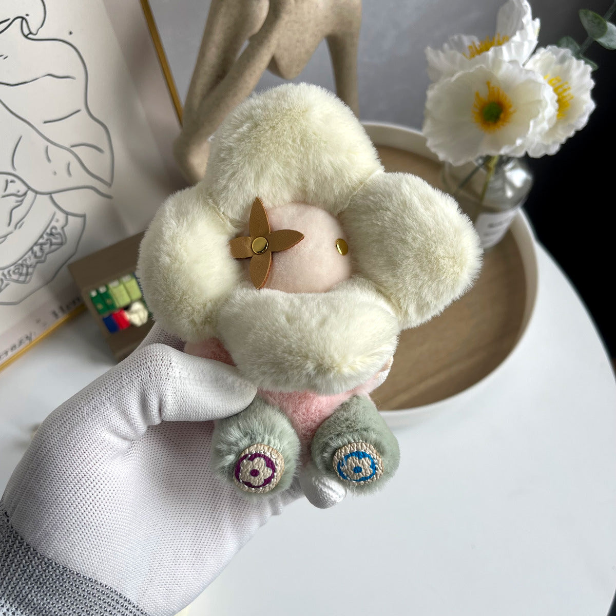 Søt solsikkeplysj nøkkelring – Vivienne Doll Bag Charm for kvinner, bil<rAMP>ryggsekkdekorasjon