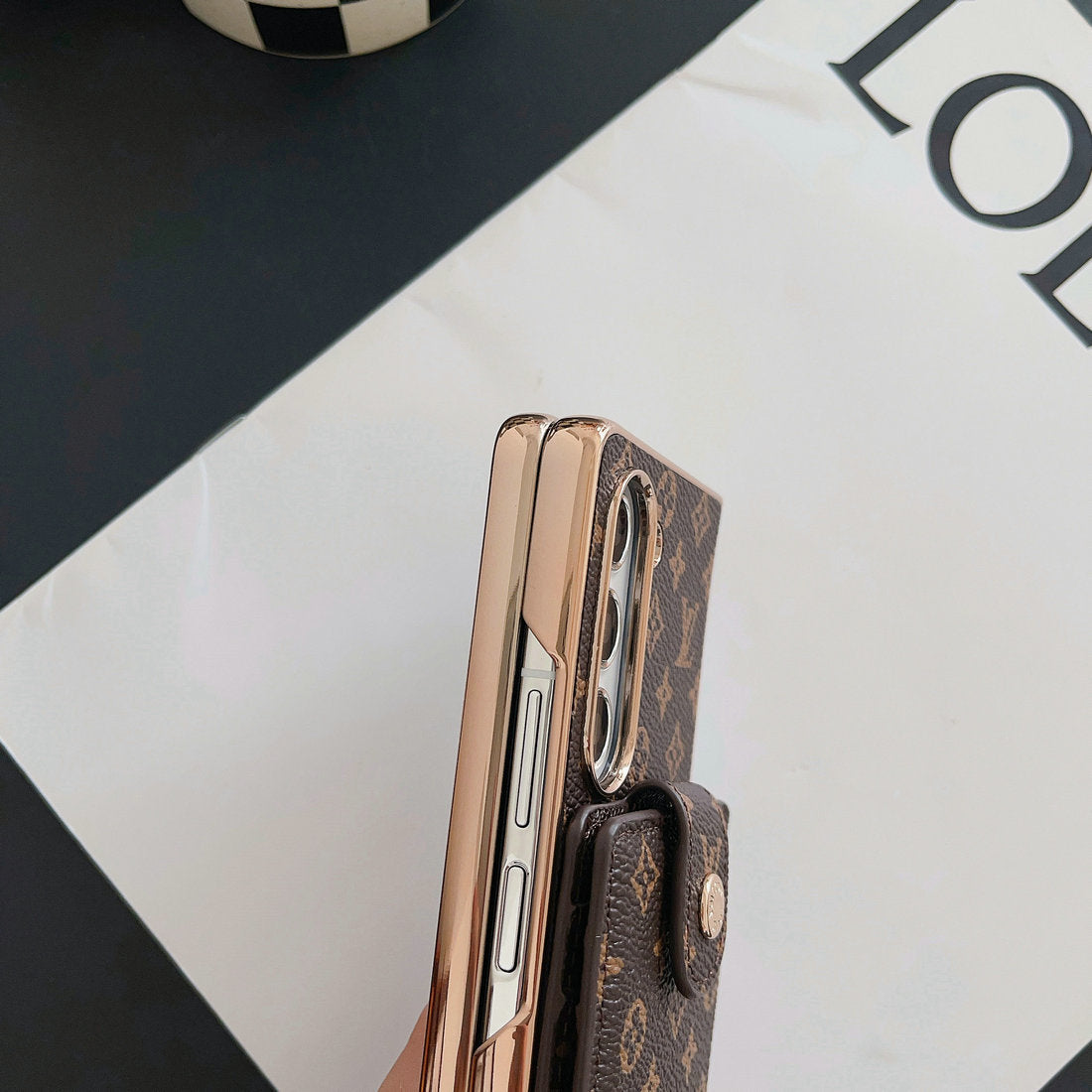 LUKSUS ELEKTROPLATERENDE MONOGRAM KORTHOLDER CROSSBODY SAMSUNG Z FOLD EKSKE