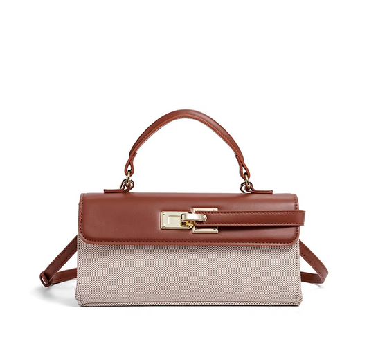 Bolso de mano con diseño de cerradura de marca de lujo