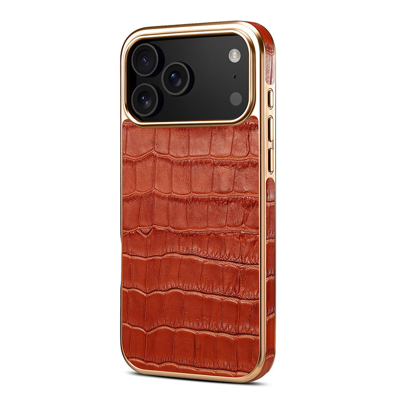 Capa de couro com relevo crocodilo para capa de iPhone