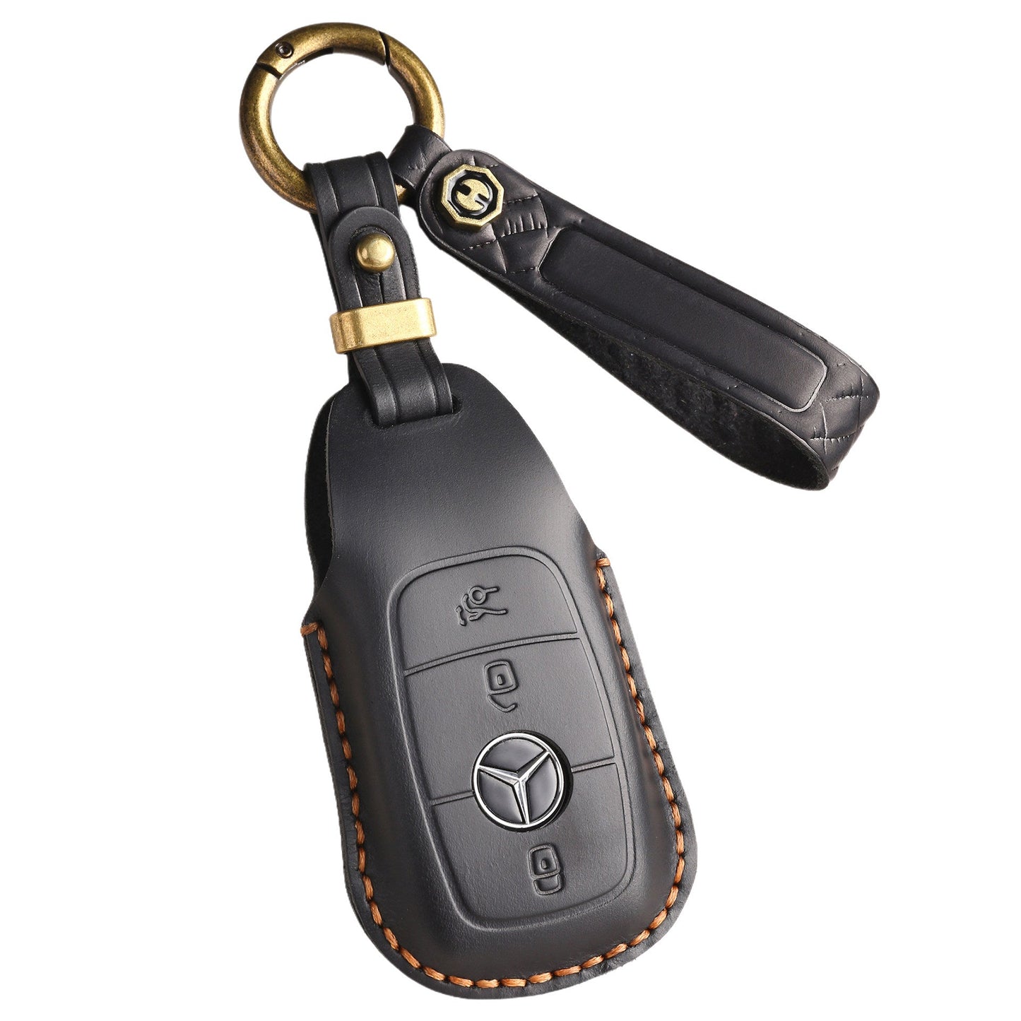 Estuche para llaves Mercedes de cuero de primera calidad