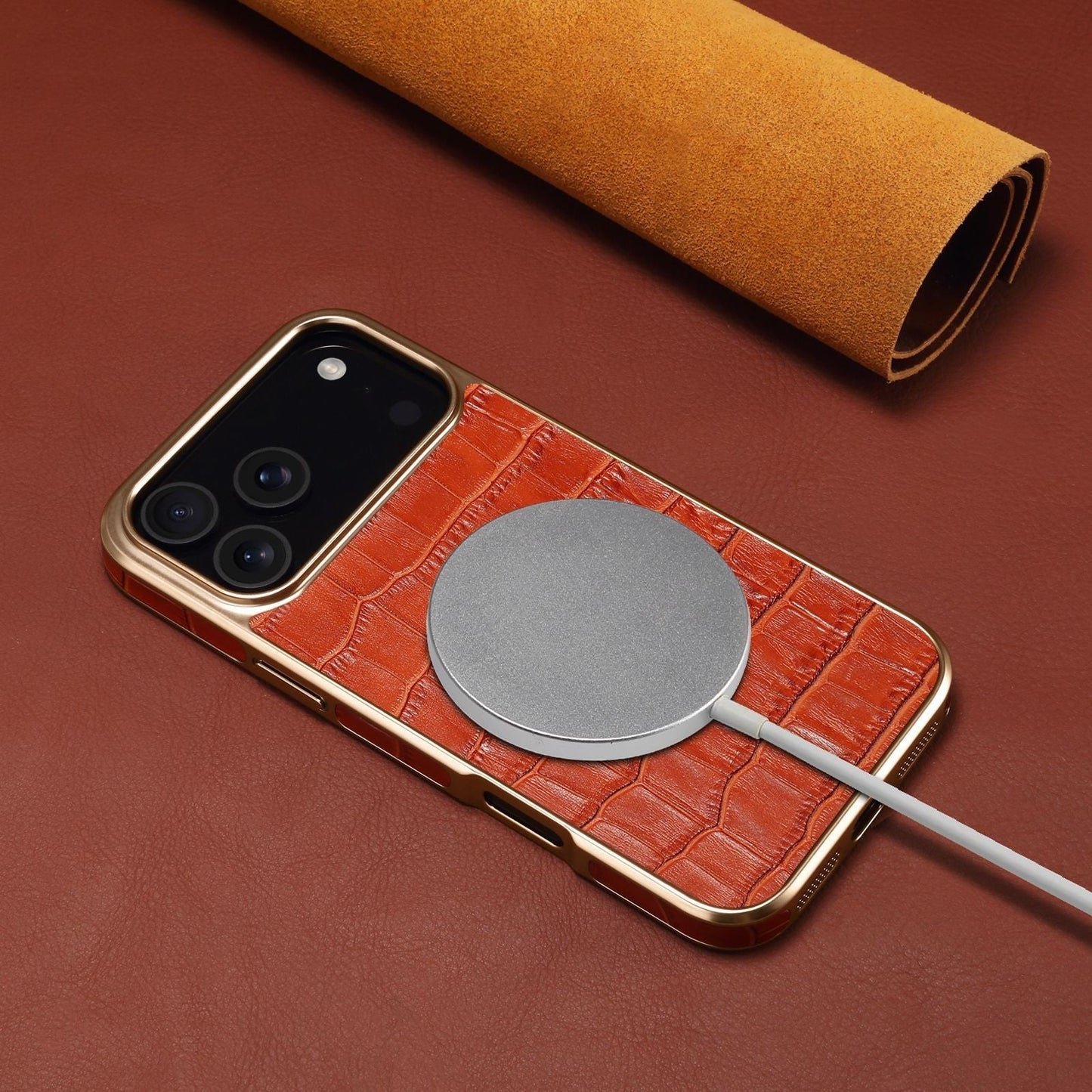 Capa de couro com relevo crocodilo para capa de iPhone