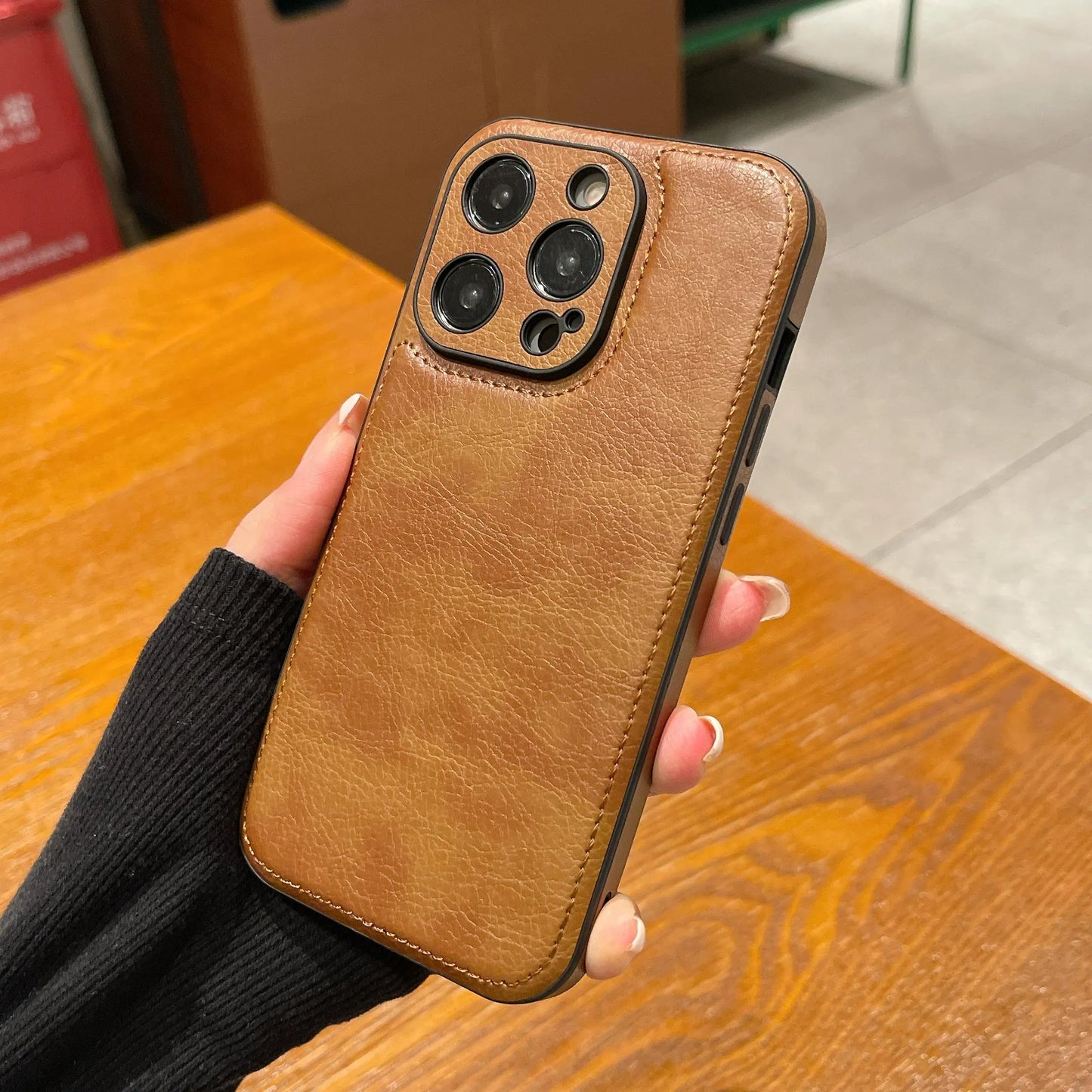 Premium Vintage -nahkainen iPhone-kotelo – Soft Touch iskunkestävä suojakuori
