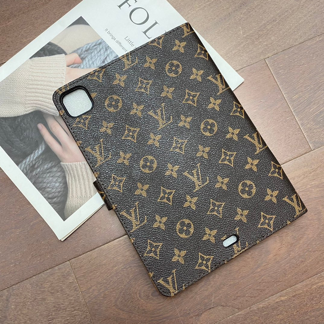 Luksuzna platnena monogram kožna svježa ljetna tematska torbica Apple iPad crna