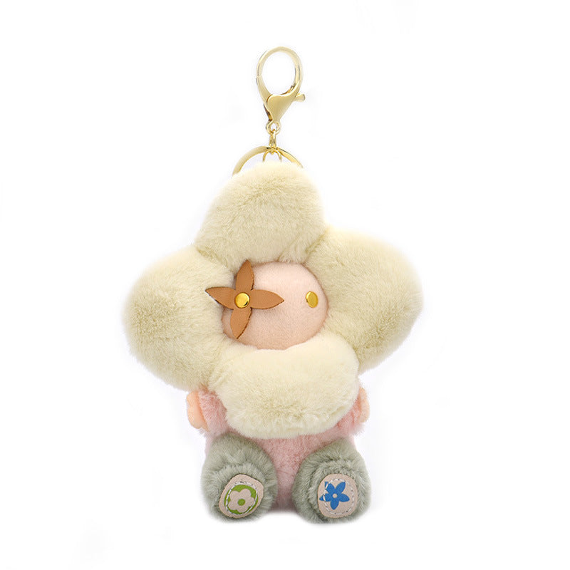 Søt solsikkeplysj nøkkelring – Vivienne Doll Bag Charm for kvinner, bil<rAMP>ryggsekkdekorasjon