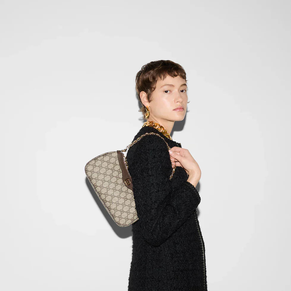 Bolsa de ombro com estampa de lona