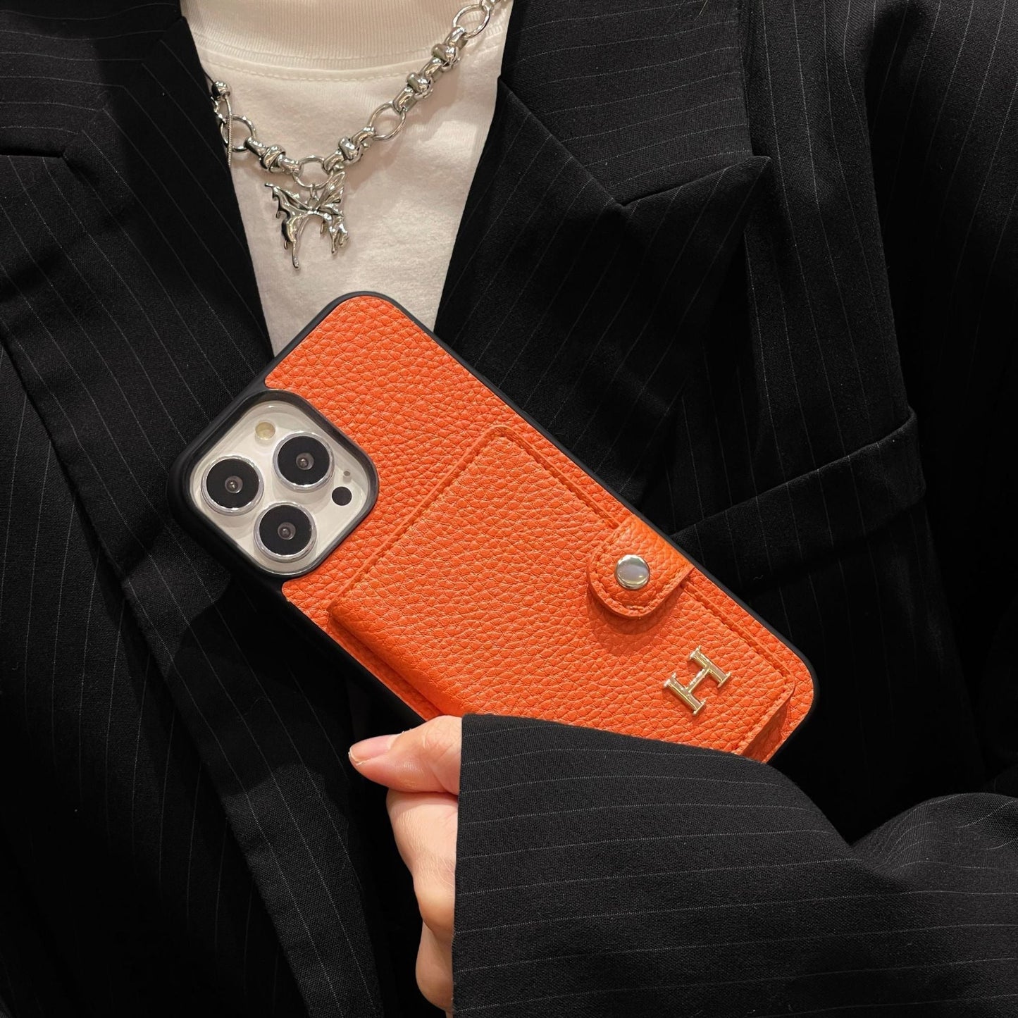 H レザー カードホルダー iPhone ケース