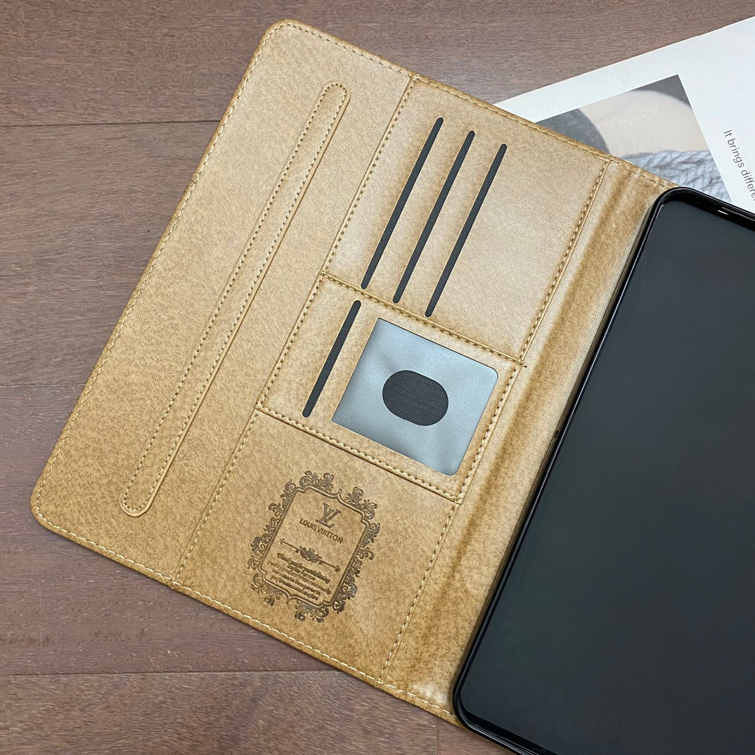 Tyylikäs Monogrammi Canvas Flip Cover Apple iPad suojaava nahkakotelo