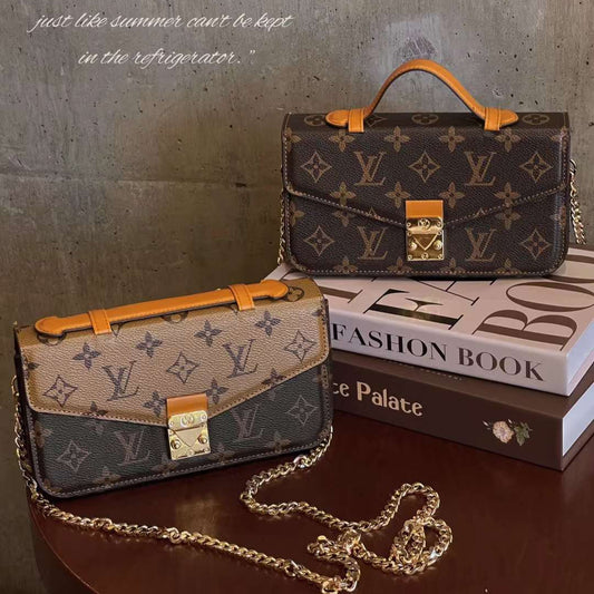 Bolso de lona con monograma Bandolera de mano con cadena para teléfono móvil
