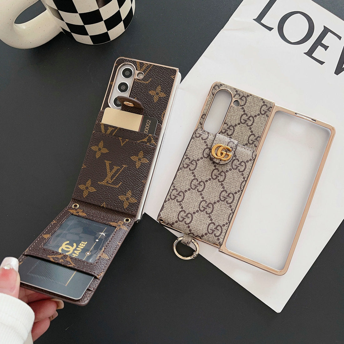 LUKSUS ELEKTROPLATERENDE MONOGRAM KORTHOLDER CROSSBODY SAMSUNG Z FOLD EKSKE