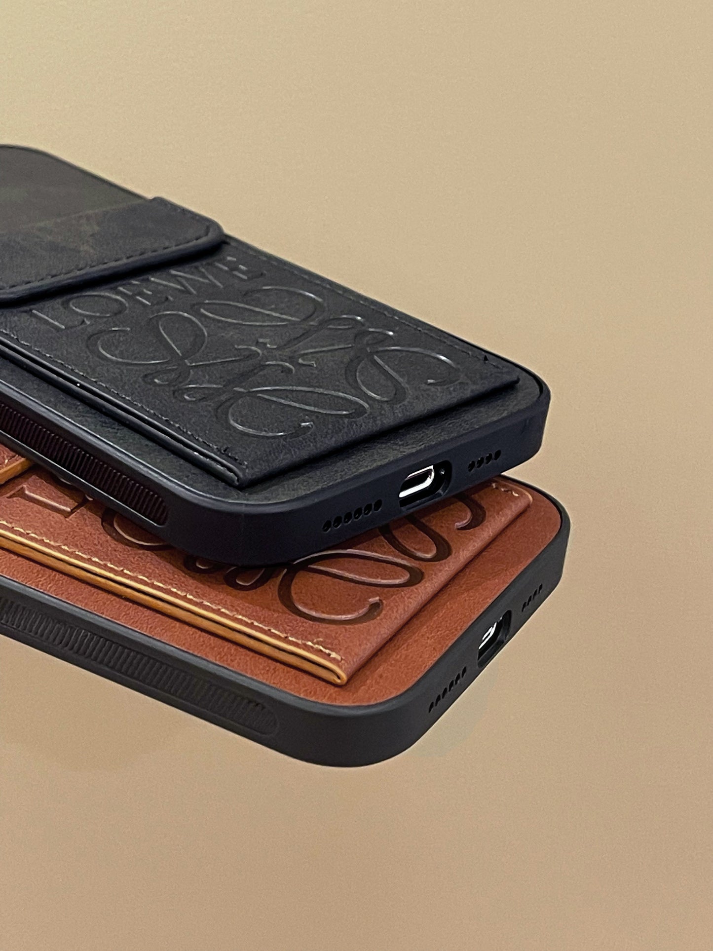 Luksus iPhone-deksel med kortholder Brun-LZP241448