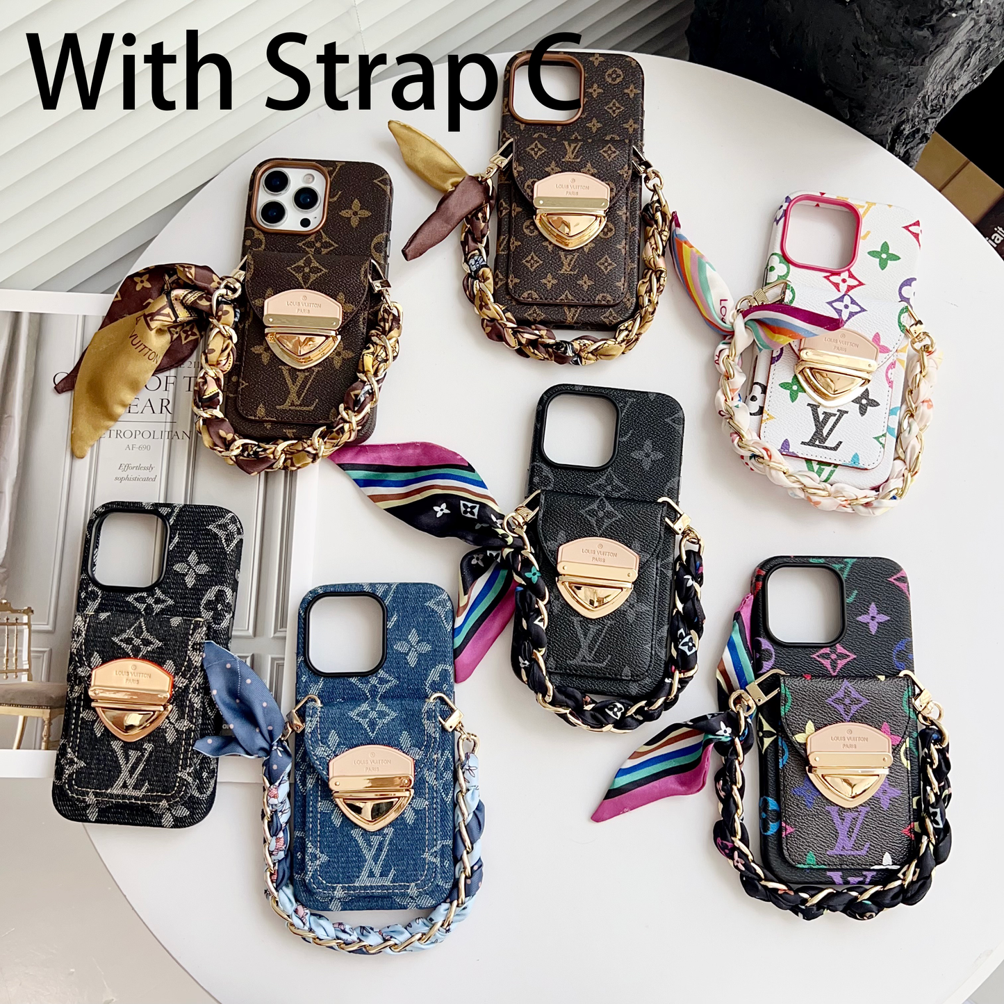 Cás iPhone Só Crossbody le Póca Cárta & Strap Inscortha