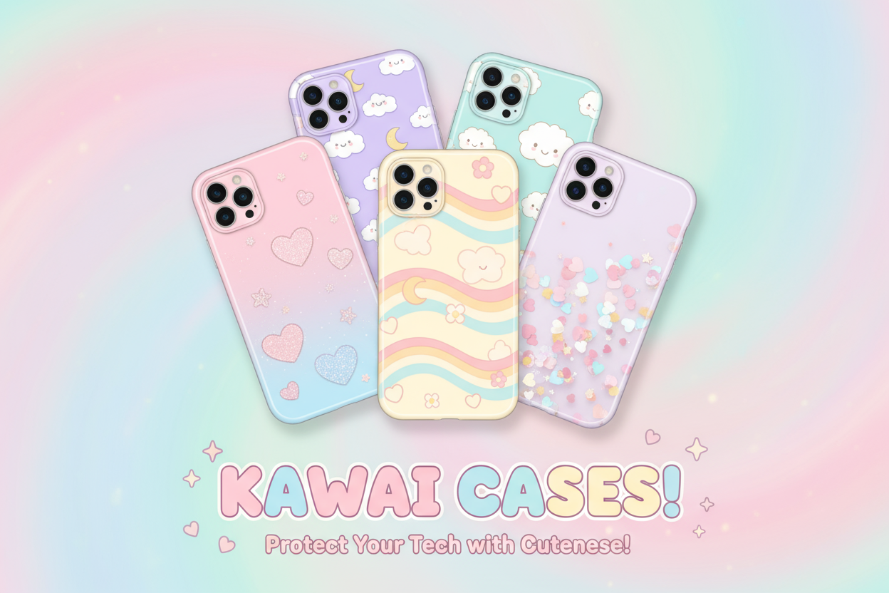 帮我生成一个偏可爱风格的手机壳展示海报