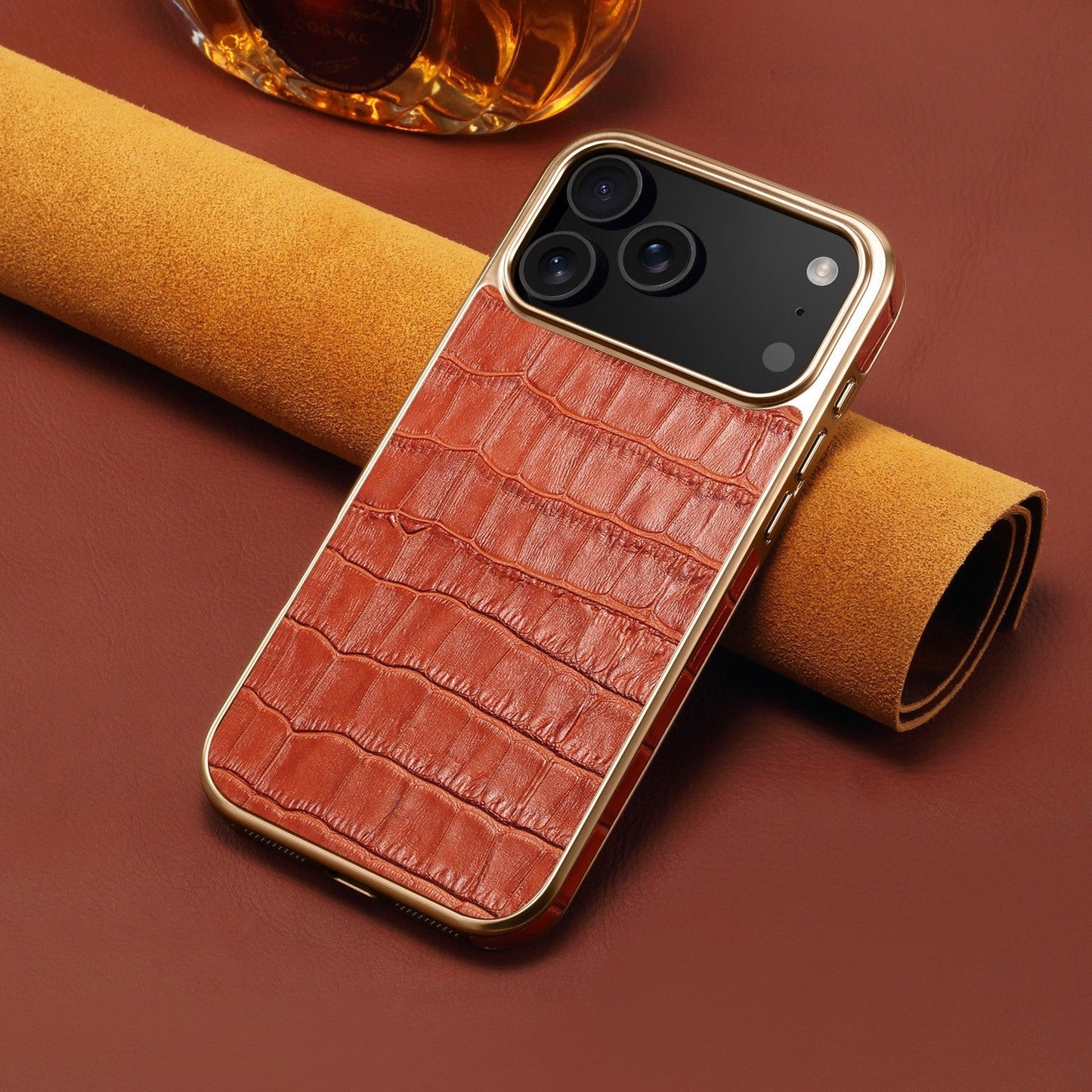 Capa de couro com relevo crocodilo para capa de iPhone
