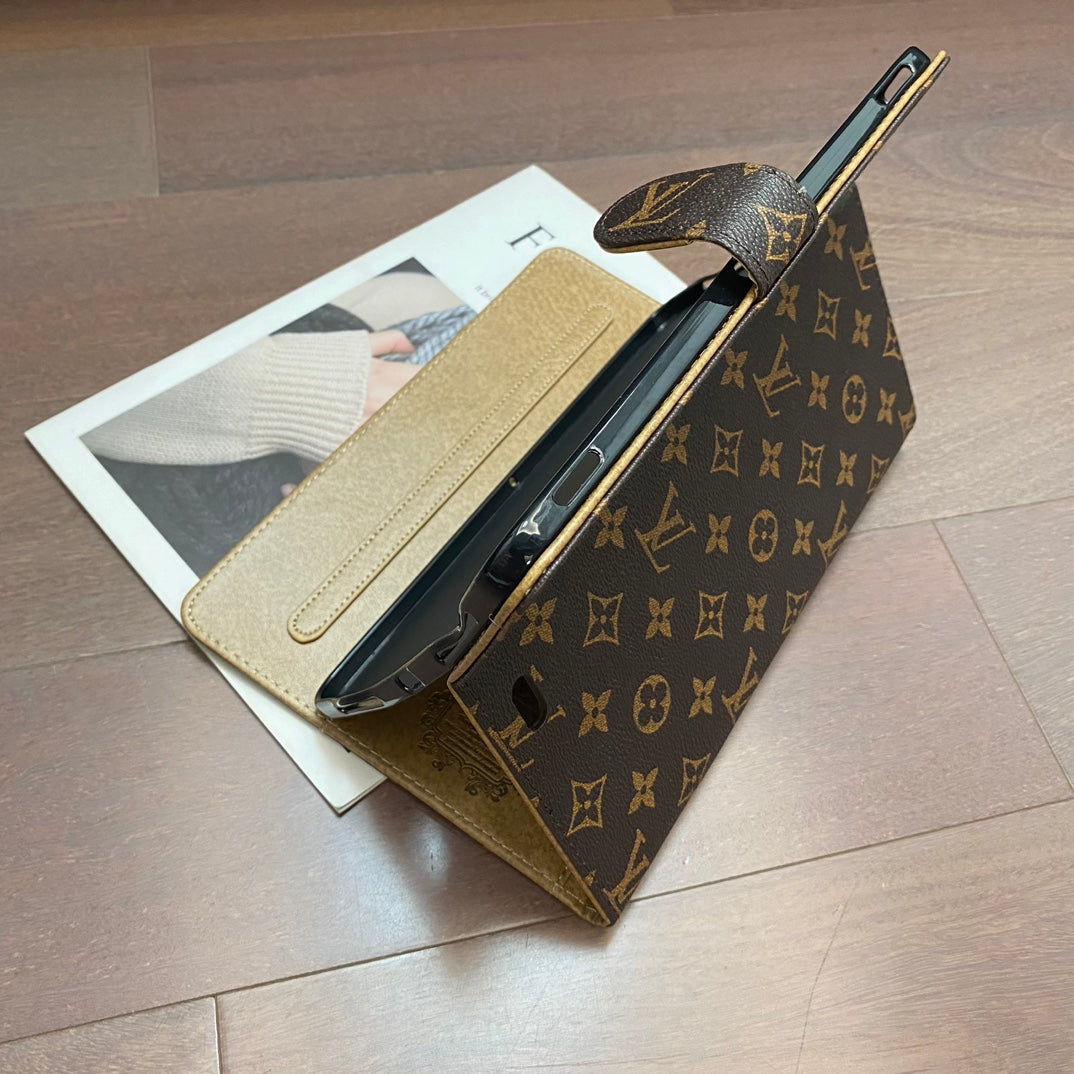 Tyylikäs Monogrammi Canvas Flip Cover Apple iPad suojaava nahkakotelo