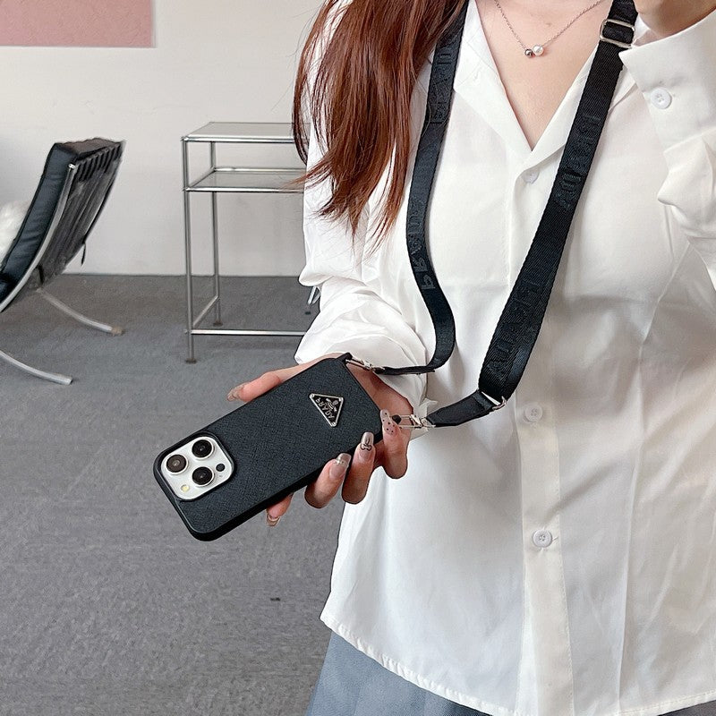 Lyxigt Crossbody-läderfodral för iPhone