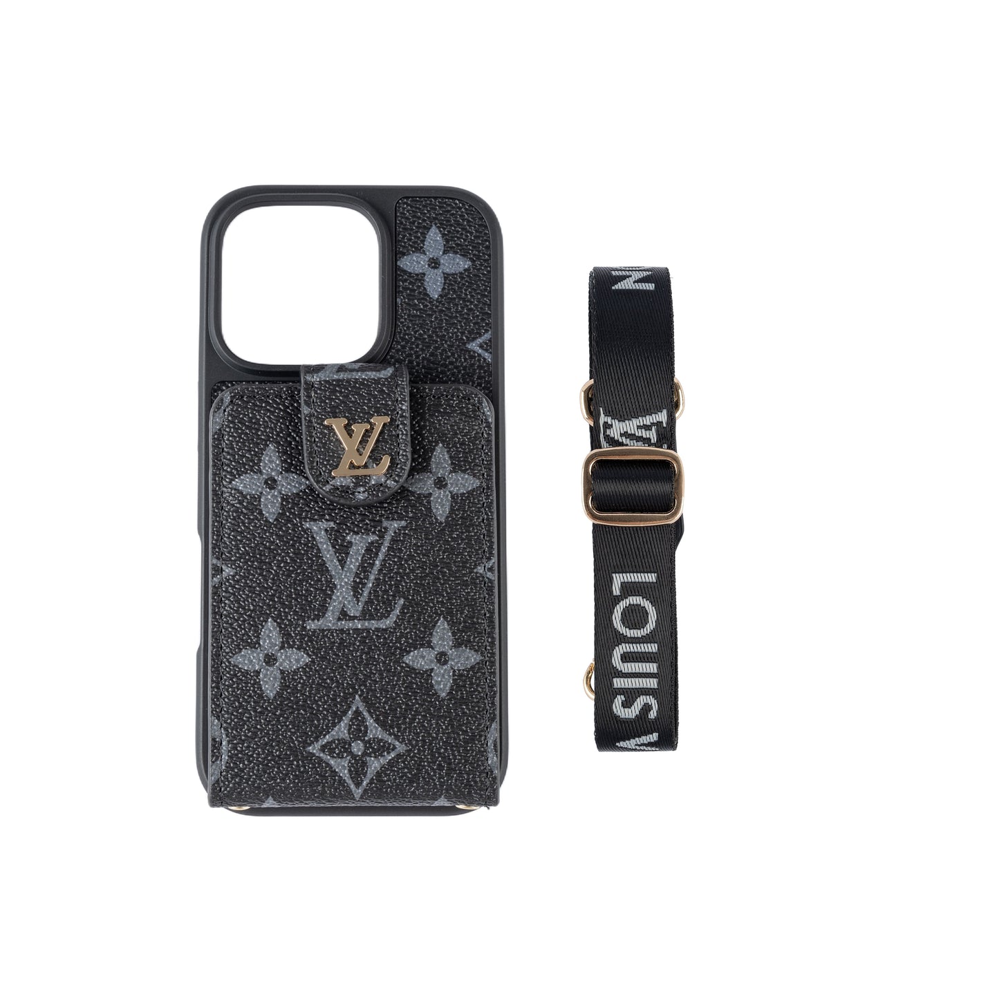 Ylellinen Crossbody iPhone -kuori korttipidikkeellä & hihnalla