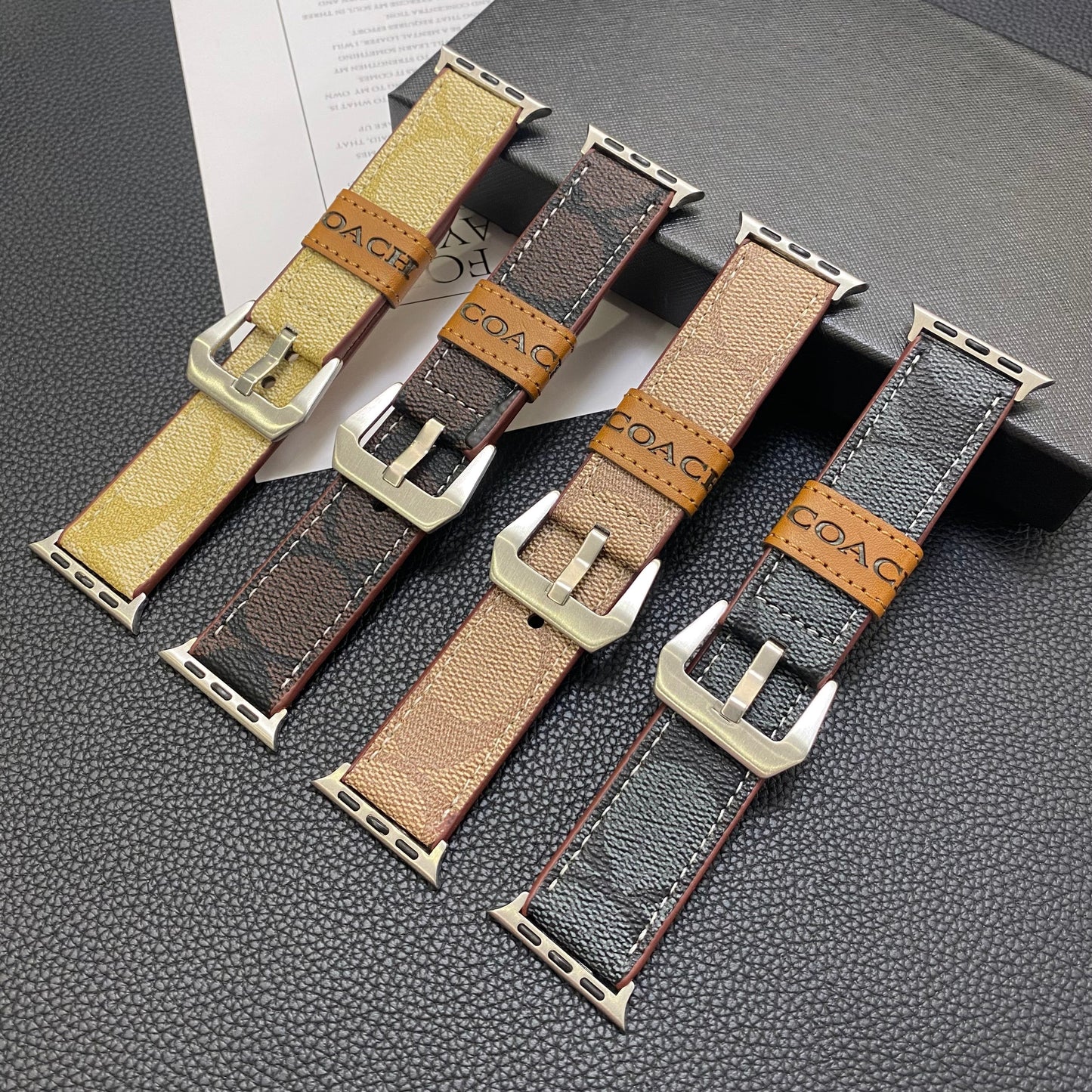 Leather Coach Apple Watch Band Mørk brun-YHK244221710