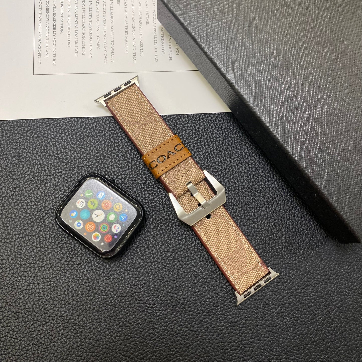 Δερμάτινο Coach Apple Watch Band Ανοιχτό καφέ-YHK244221710