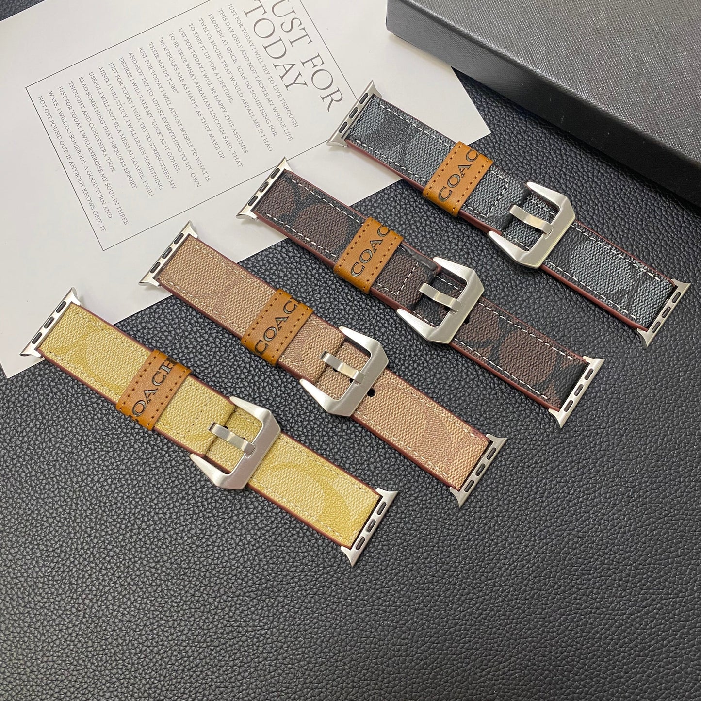 Δερμάτινο Coach Apple Watch Band Ανοιχτό καφέ-YHK244221710