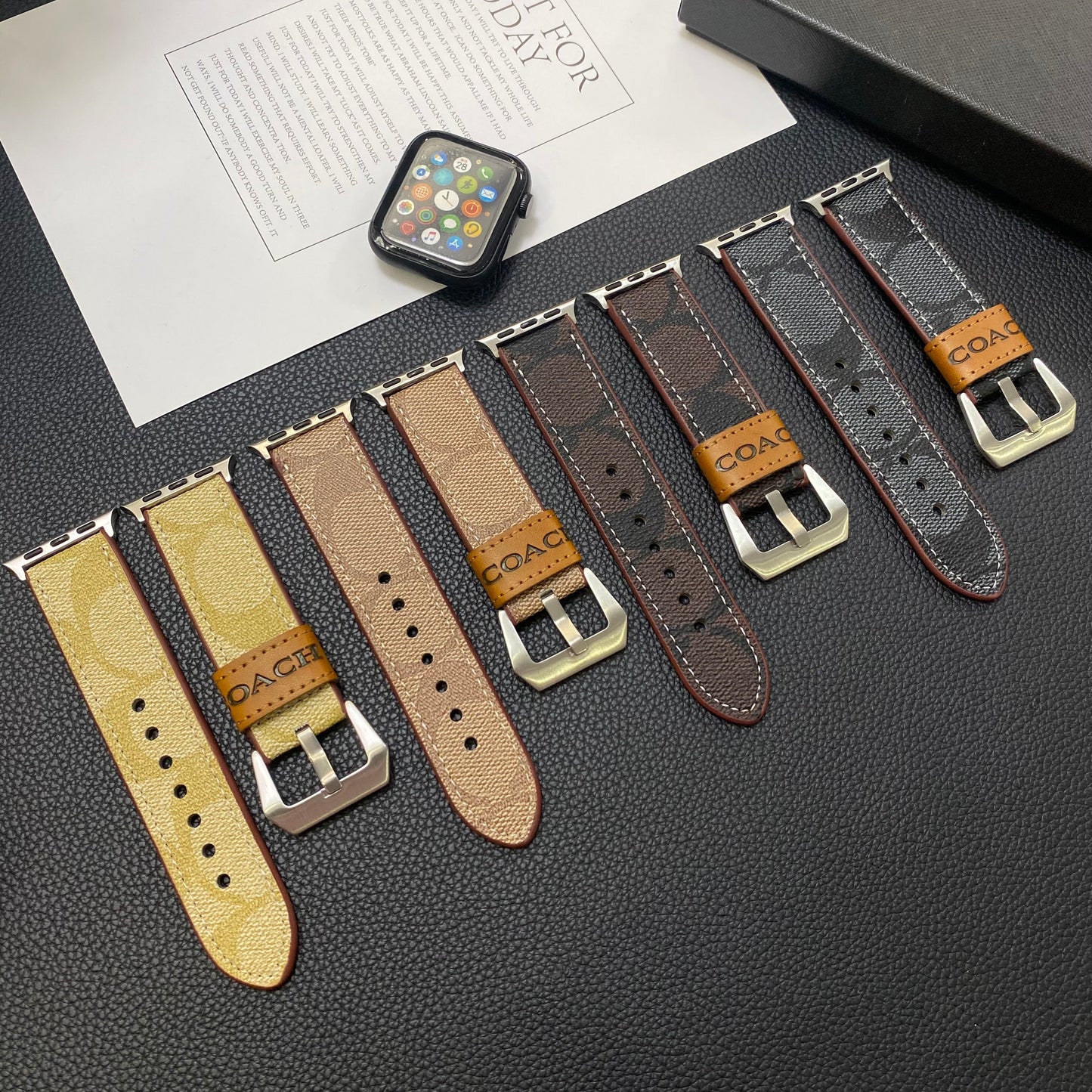 Δερμάτινο Coach Apple Watch Band Ανοιχτό καφέ-YHK244221710