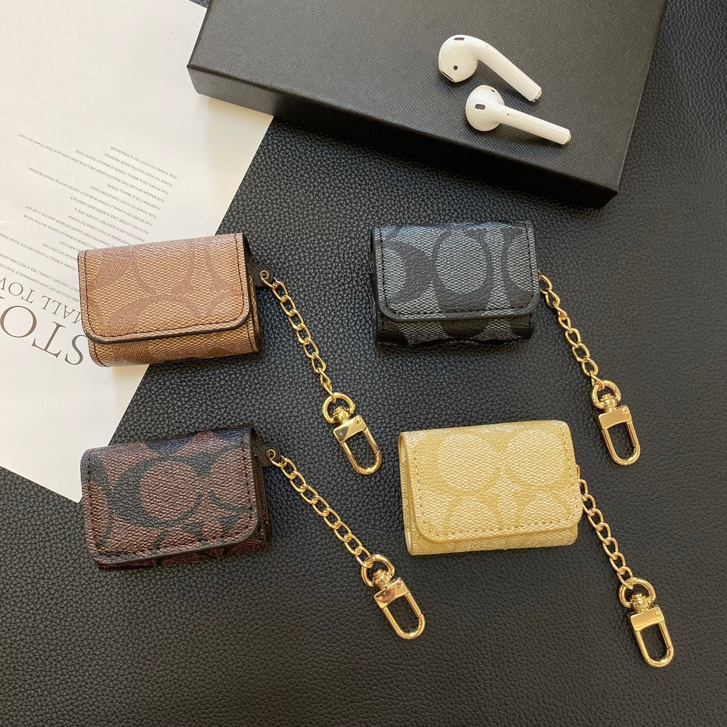 Luxury Coach AirPods deksler lysebrun-YH240425
