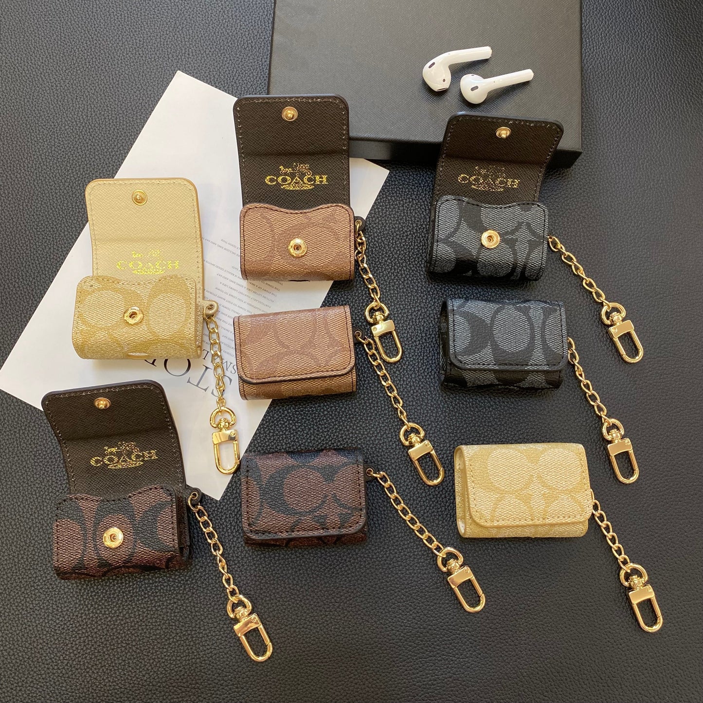 Luxury Coach AirPods deksler Mørkebrun-YH240425