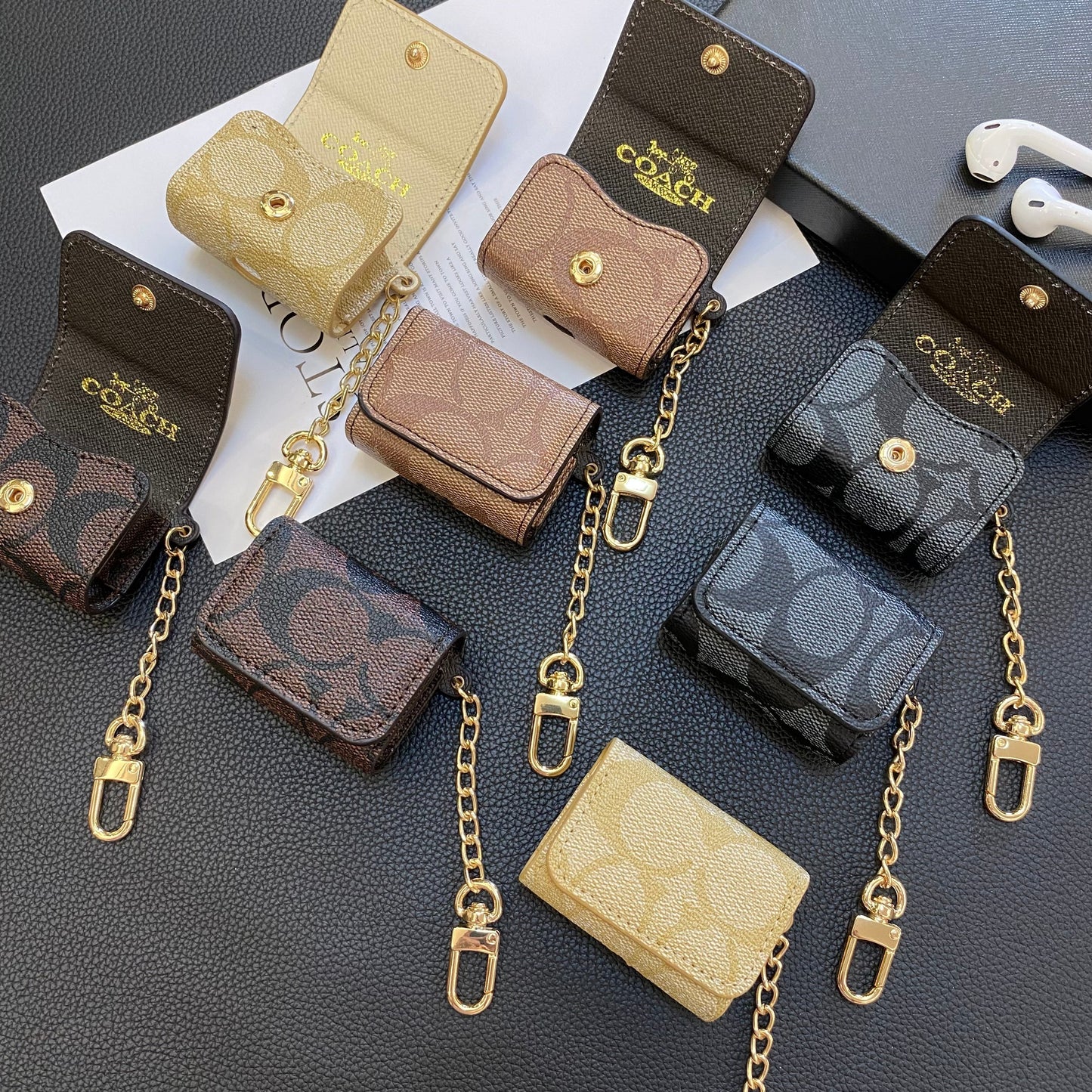 Luxury Coach AirPods deksler lysebrun-YH240425