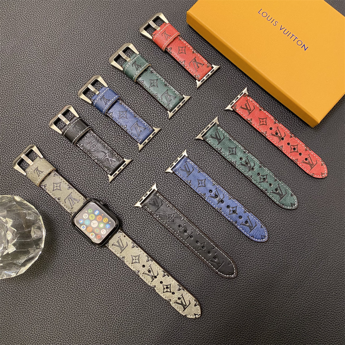 Skinnmonogram Apple Watch-bånd Skinnblå-YH24422