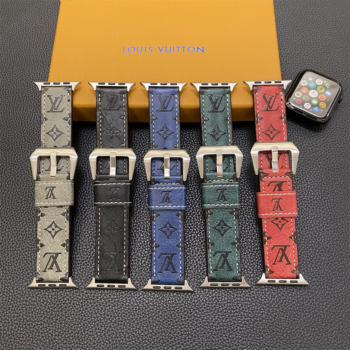 Skinnmonogram Apple Watch-bånd Skinnblå-YH24422