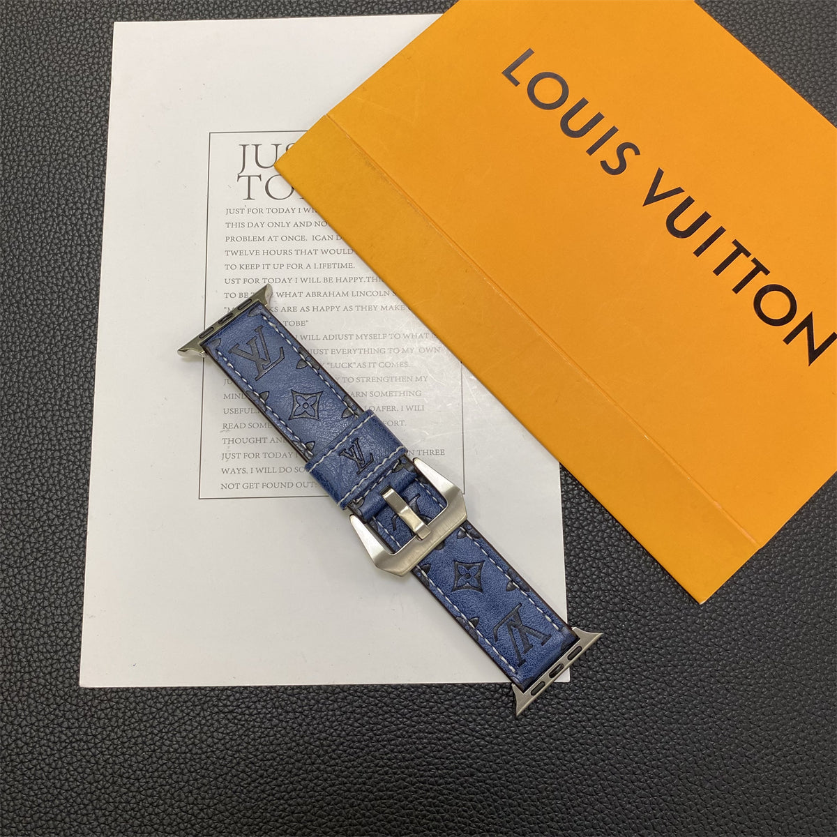 Skinnmonogram Apple Watch-bånd Skinnblå-YH24422